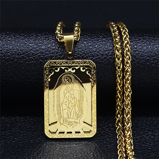 Virgin Mary Pendant Stainless Steel Necklace