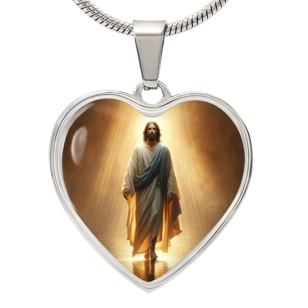 I Love Jesus - He Has Risen Heart Pendant Necklace