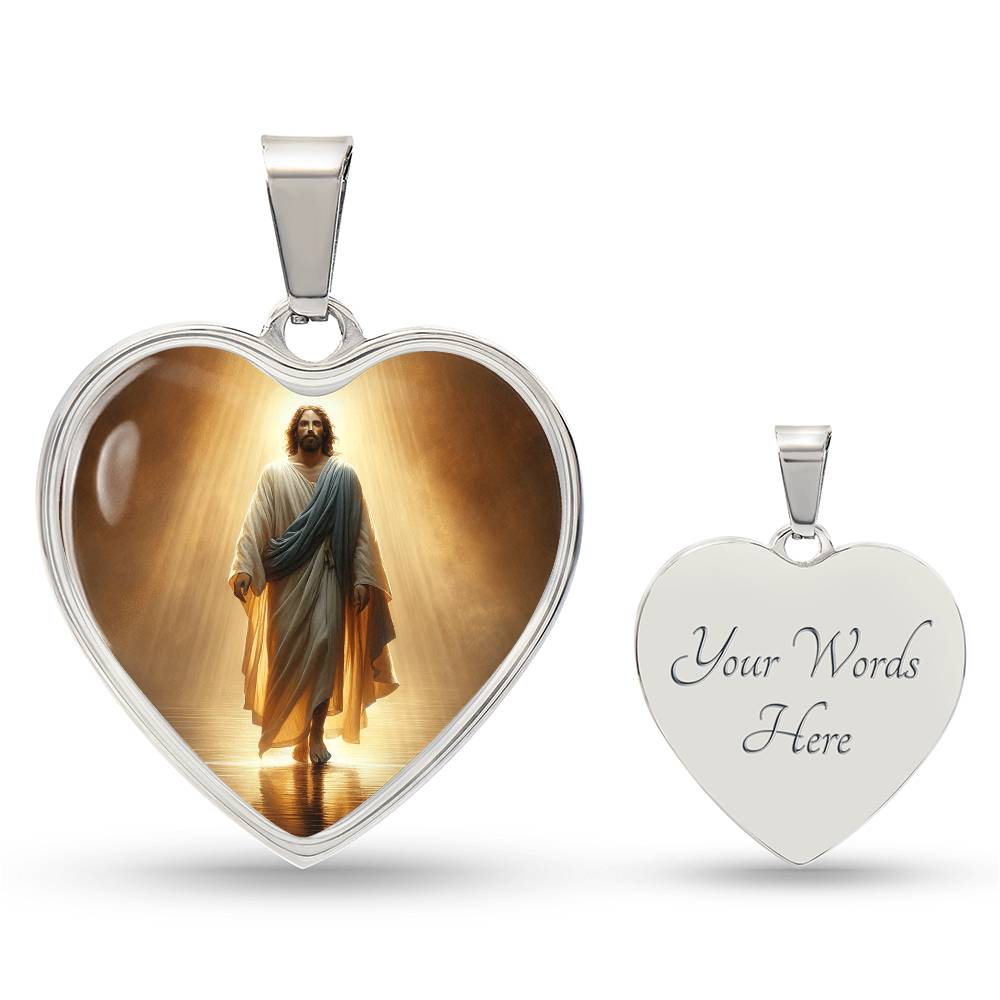 I Love Jesus - He Has Risen Heart Pendant Necklace