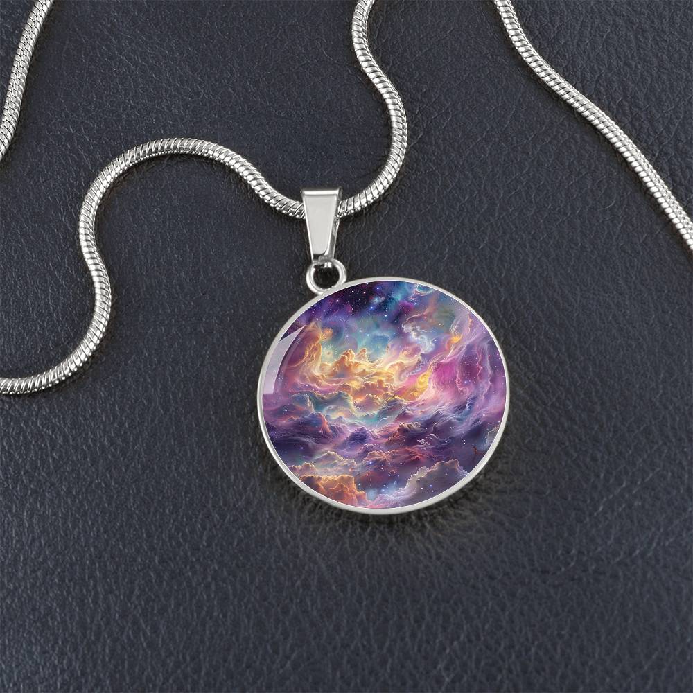Interstellar Nebula Circle Pendant Necklace