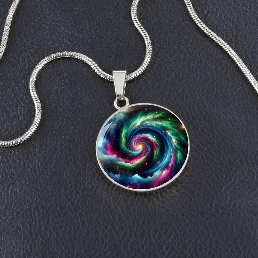 Hurricane Aurora Circle Pendant Necklace