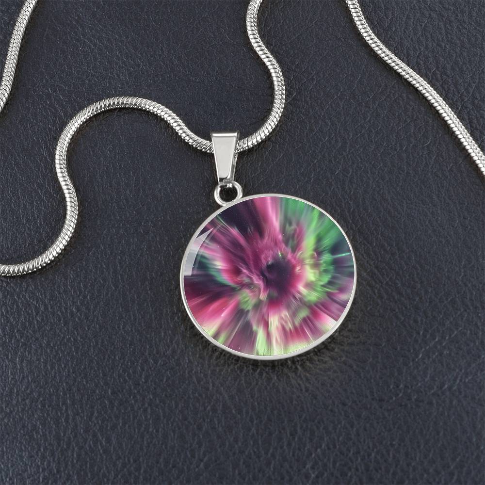 Northern Lights Explosion Circle Pendant Necklace