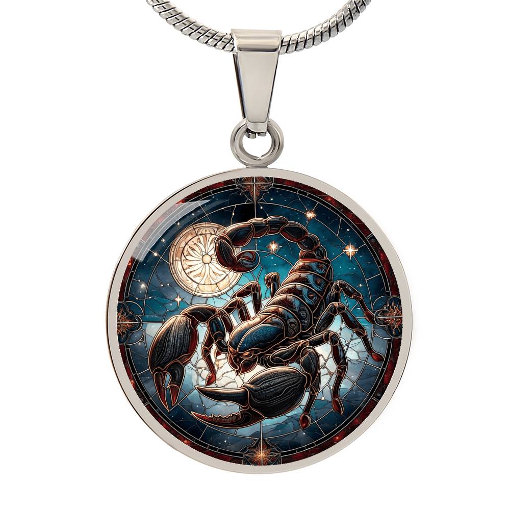 Celestial Scorpio Scorpion Circle Pendant Necklace