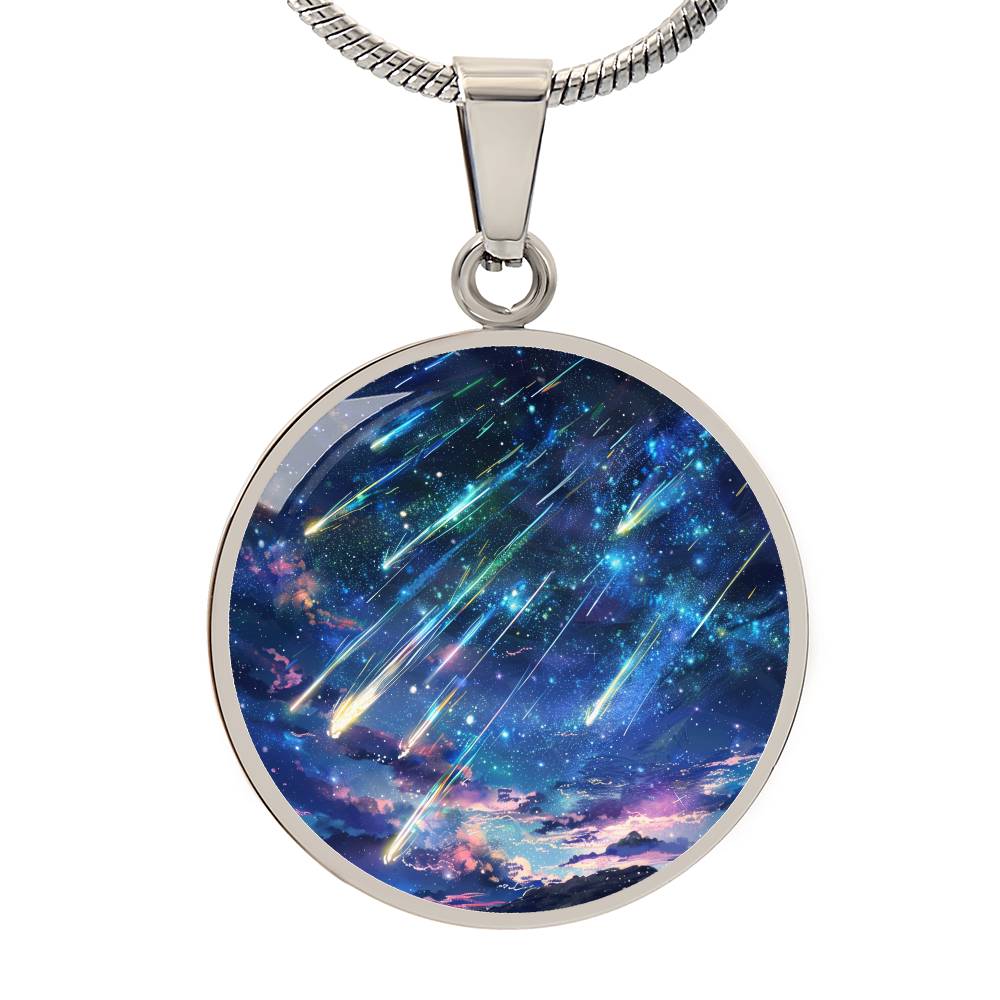 A Starry Shower Circle Pendant Necklace