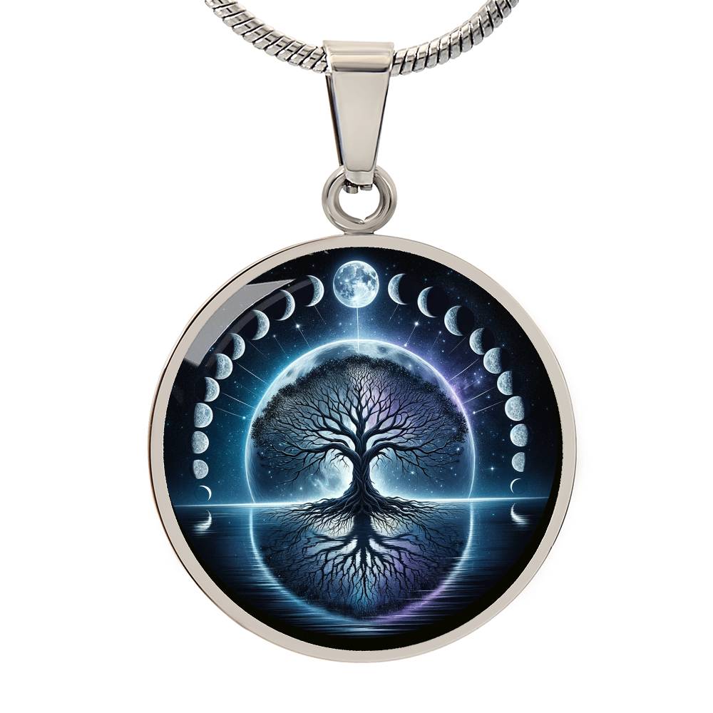 Tree of Life Moons Circle Pendant Necklace