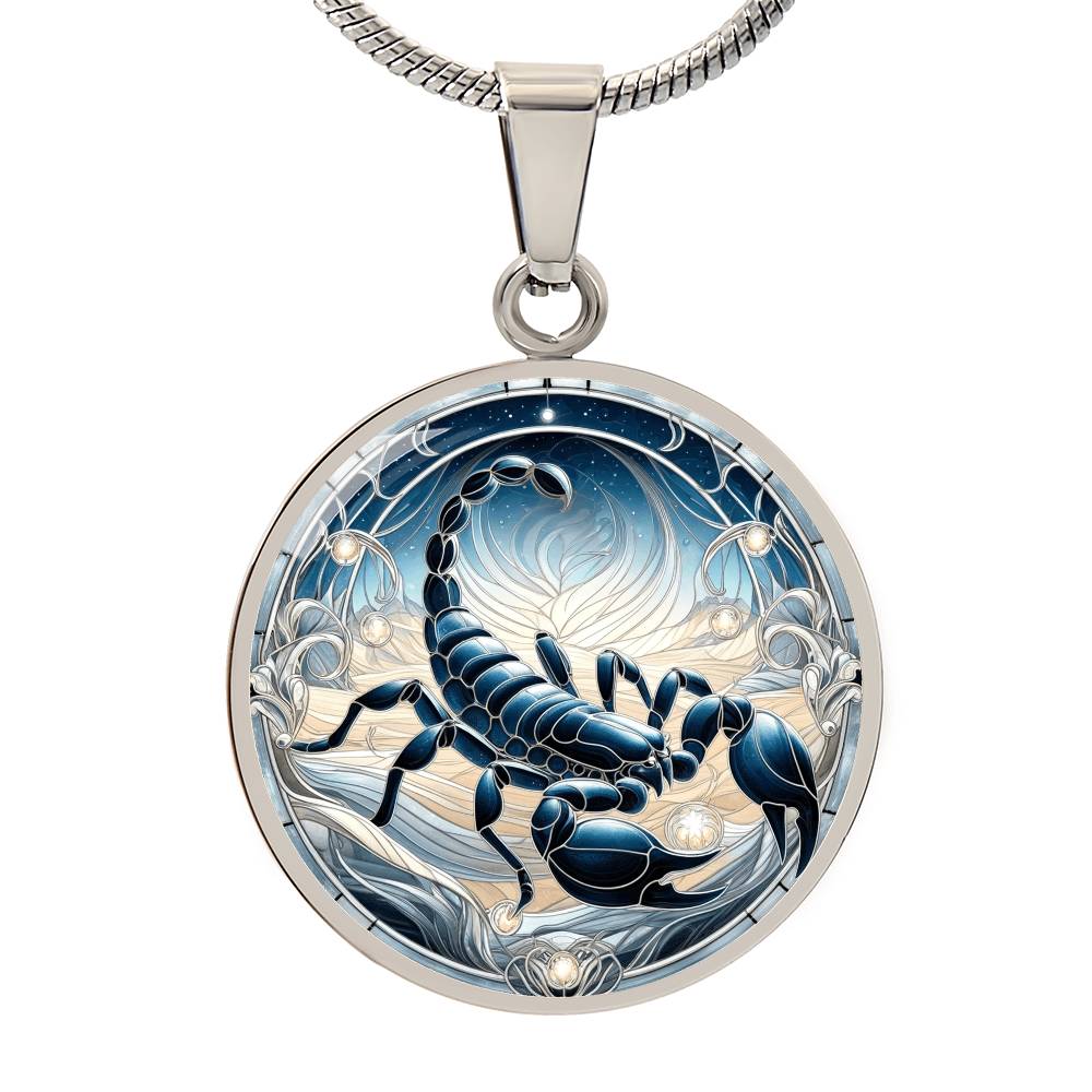 Lunar Scorpio Scorpion Circle Pendant Necklace