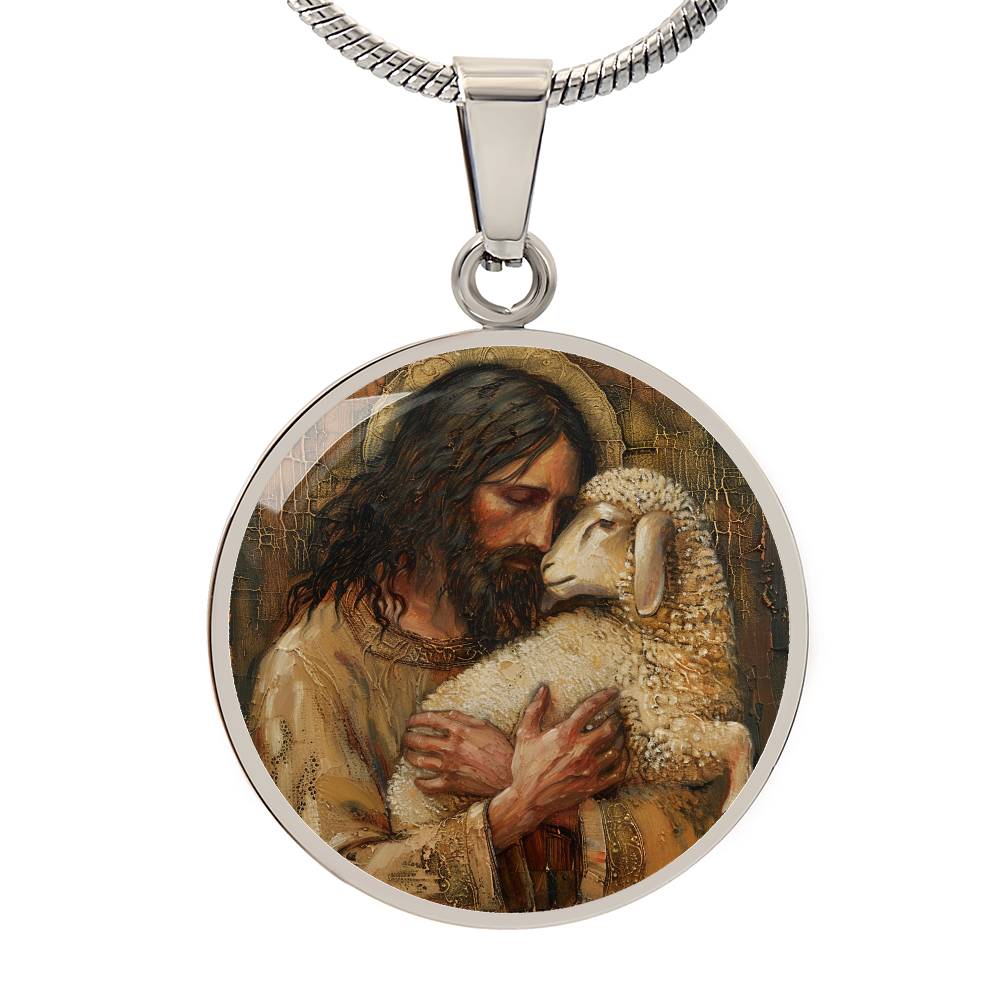 Lamb of God Circle Pendant Necklace