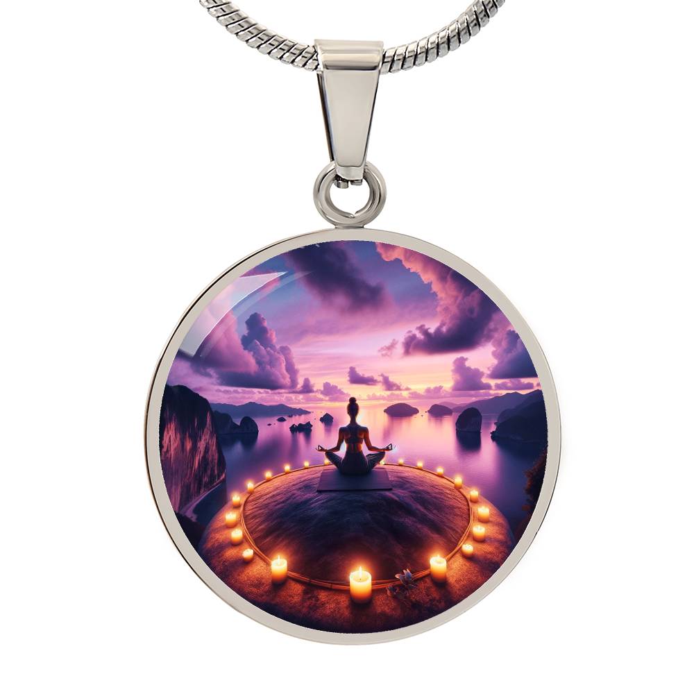 The Serenity Meditator Circle Pendant Necklace