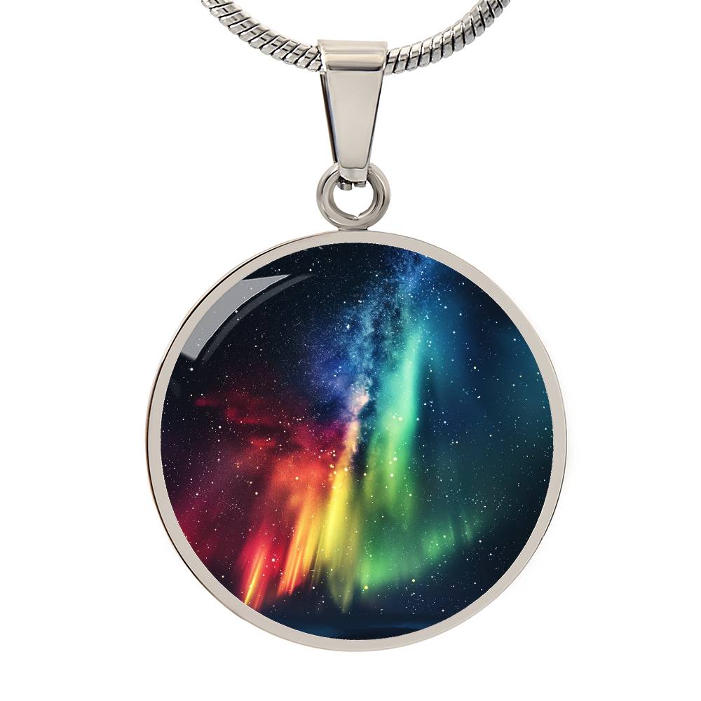 Rainbow Northern Stars Circle Pendant Necklace