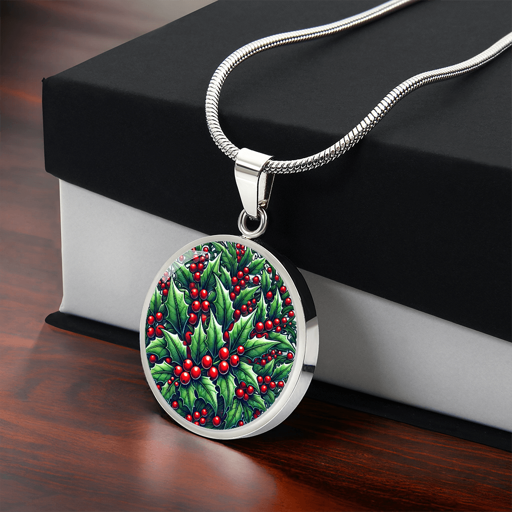 December Birth Flower - Holly Pendant Necklace