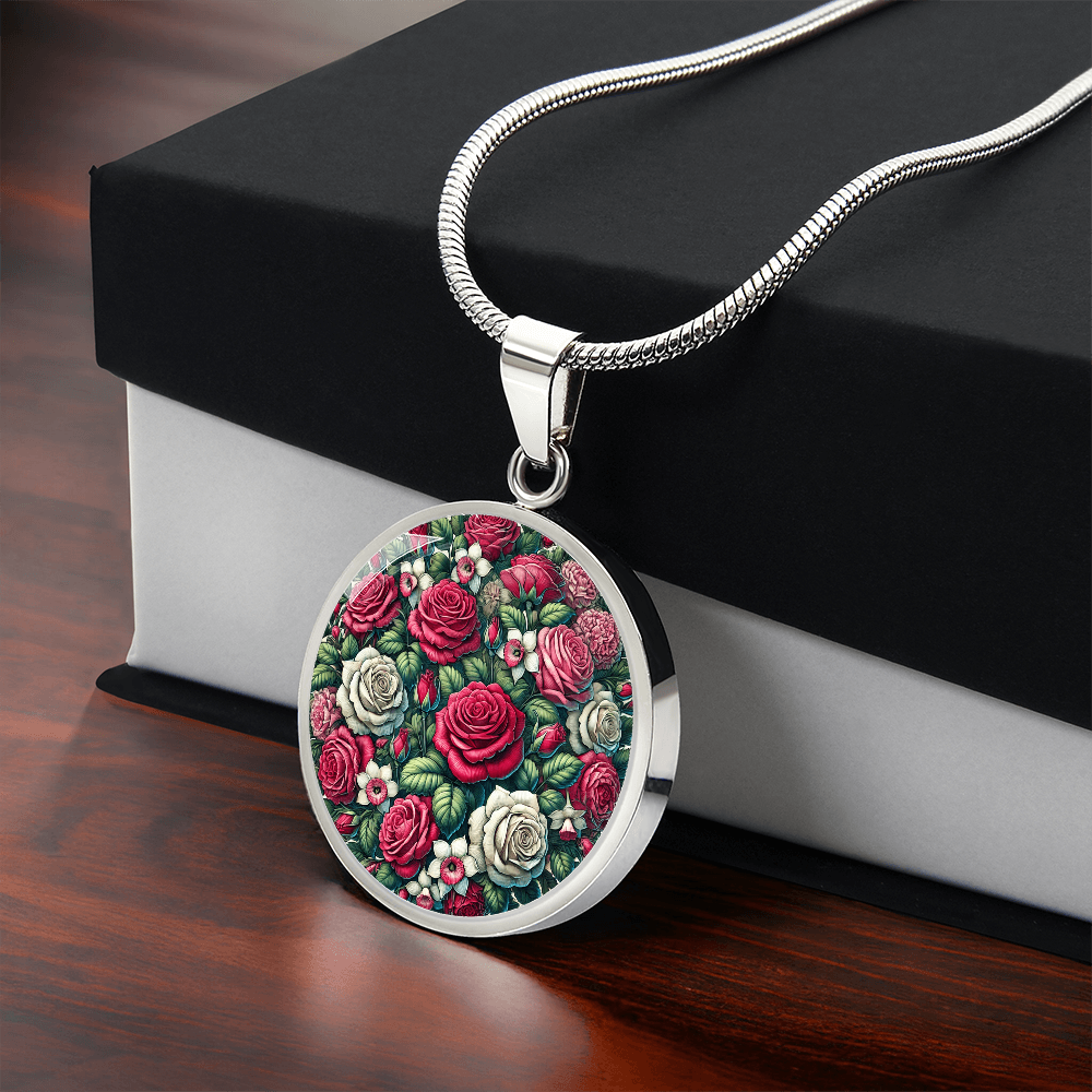 June Birth Flower - Roses Pendant Necklace