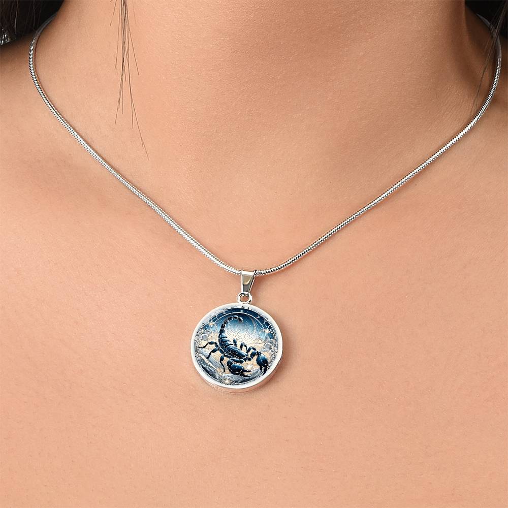 Lunar Scorpio Scorpion Circle Pendant Necklace