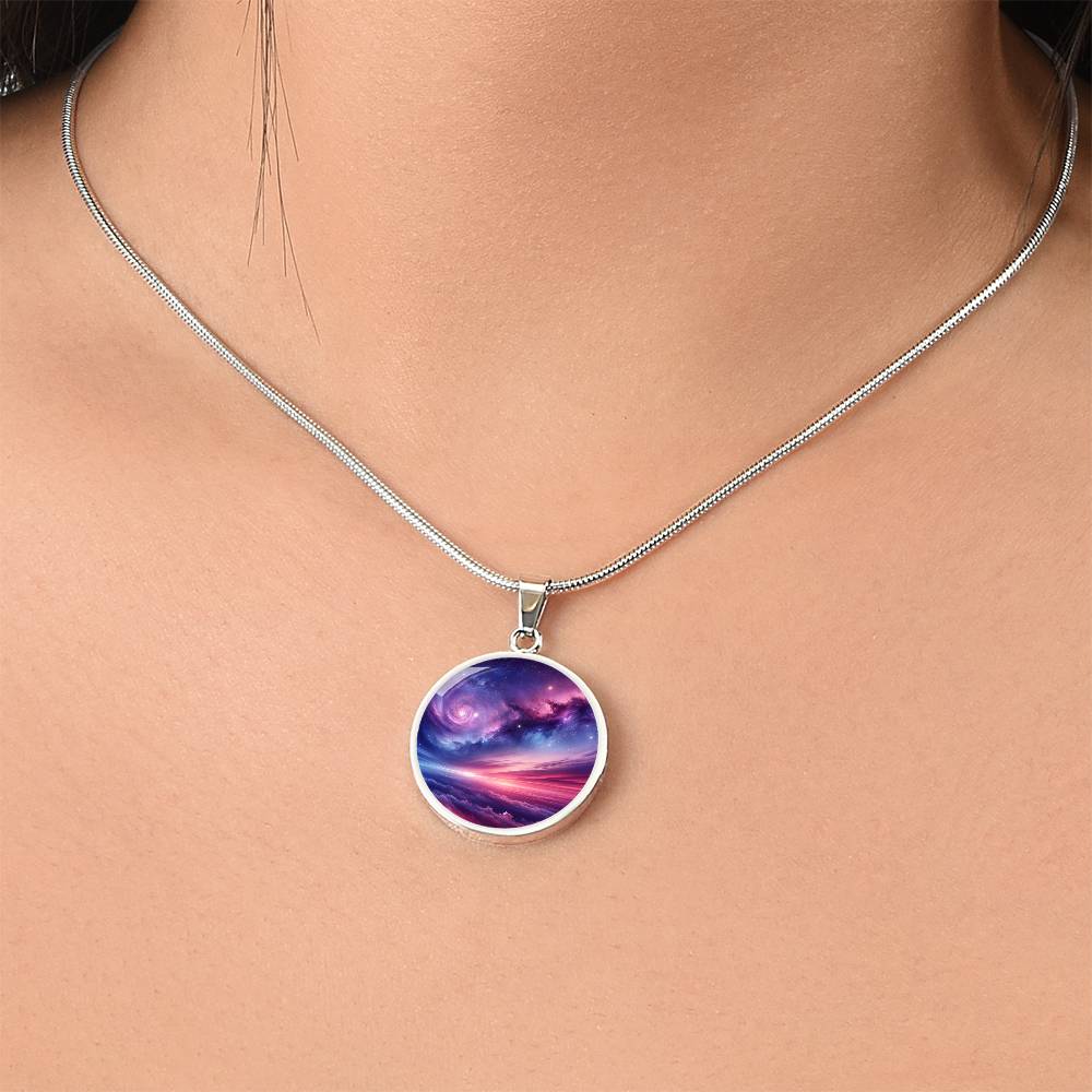 The Galaxy And Sky Circle Pendant Necklace
