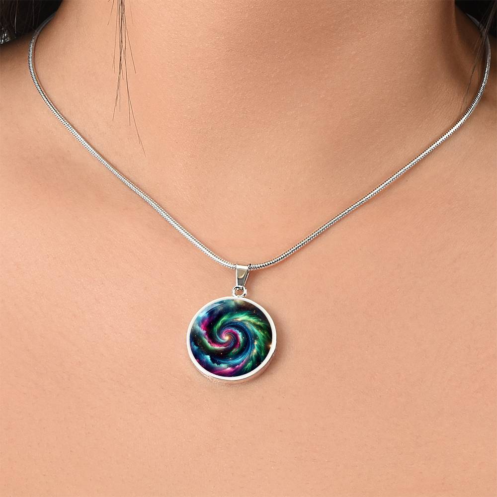 Hurricane Aurora Circle Pendant Necklace