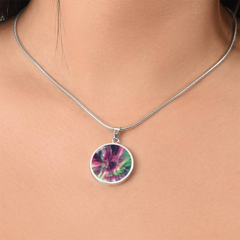 Northern Lights Explosion Circle Pendant Necklace