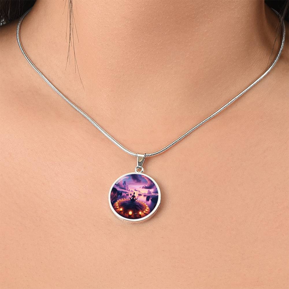 The Serenity Meditator Circle Pendant Necklace