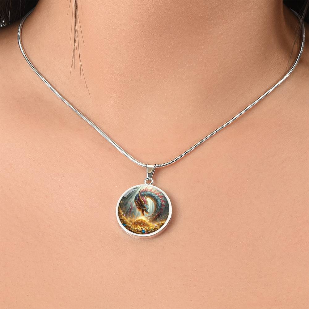 Treasure Dragon Circle Pendant Necklace
