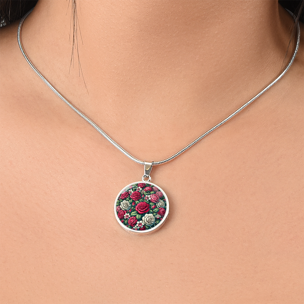 June Birth Flower - Roses Pendant Necklace