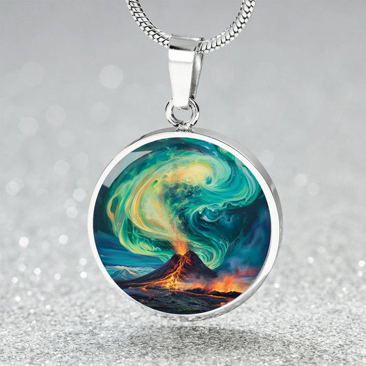 The Aurora Volcano Circle Pendant Necklace