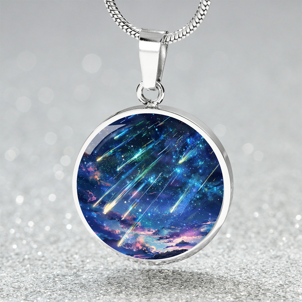 A Starry Shower Circle Pendant Necklace