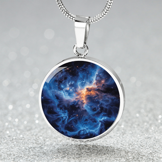 Cosmic Nebula Circle Pendant Necklace