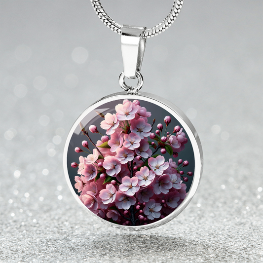 The Cherry Blossom Sakura Circle Pendant Necklace