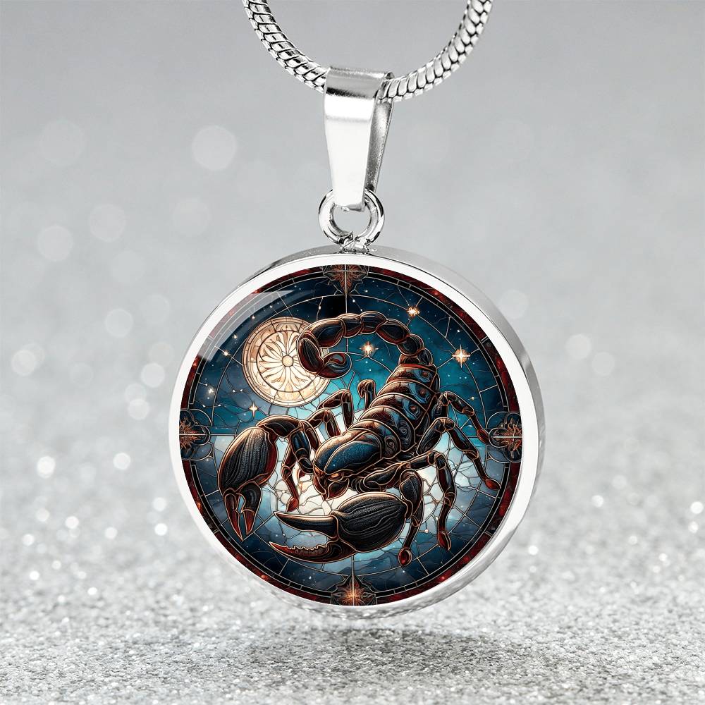 Celestial Scorpio Scorpion Circle Pendant Necklace