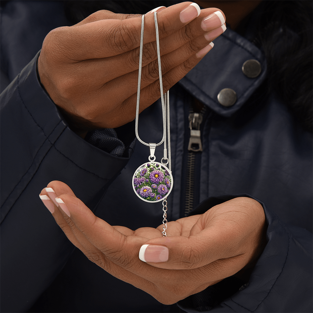 September Birth Flower - Asters Pendant Necklace