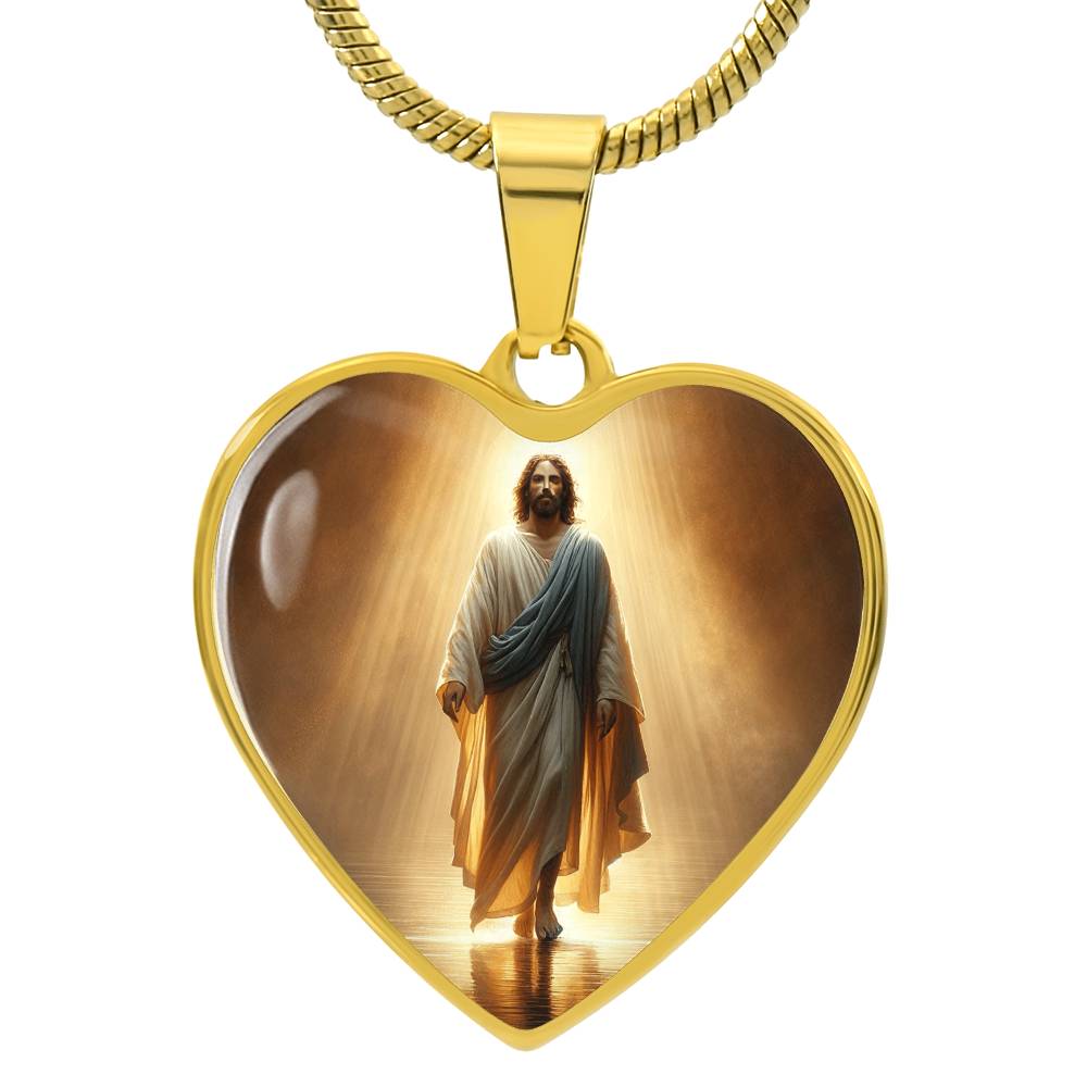 I Love Jesus - He Has Risen Heart Pendant Necklace