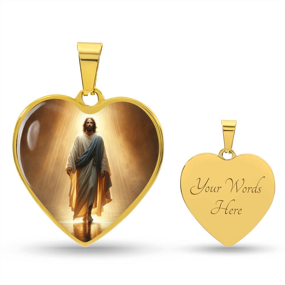 I Love Jesus - He Has Risen Heart Pendant Necklace