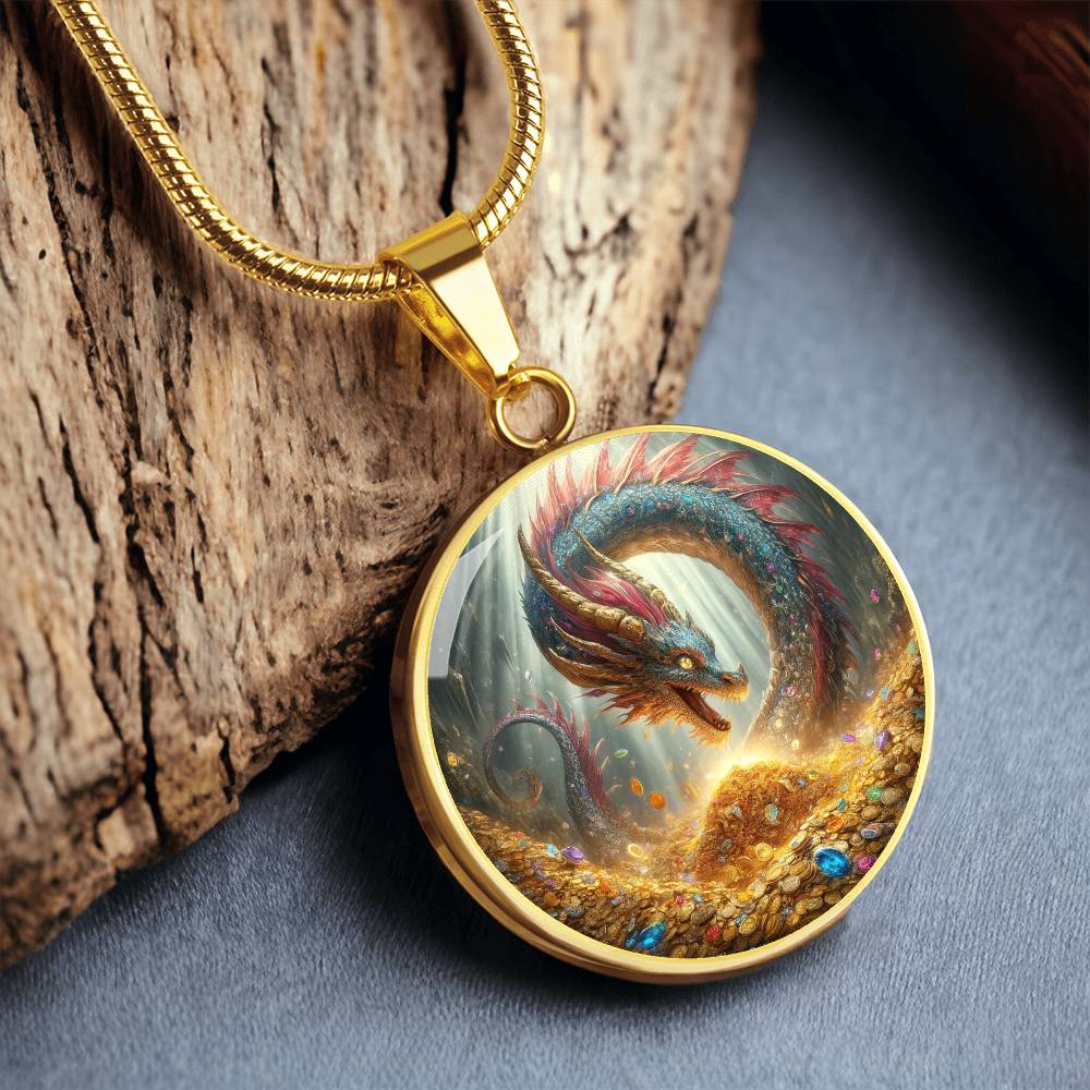 Treasure Dragon Circle Pendant Necklace