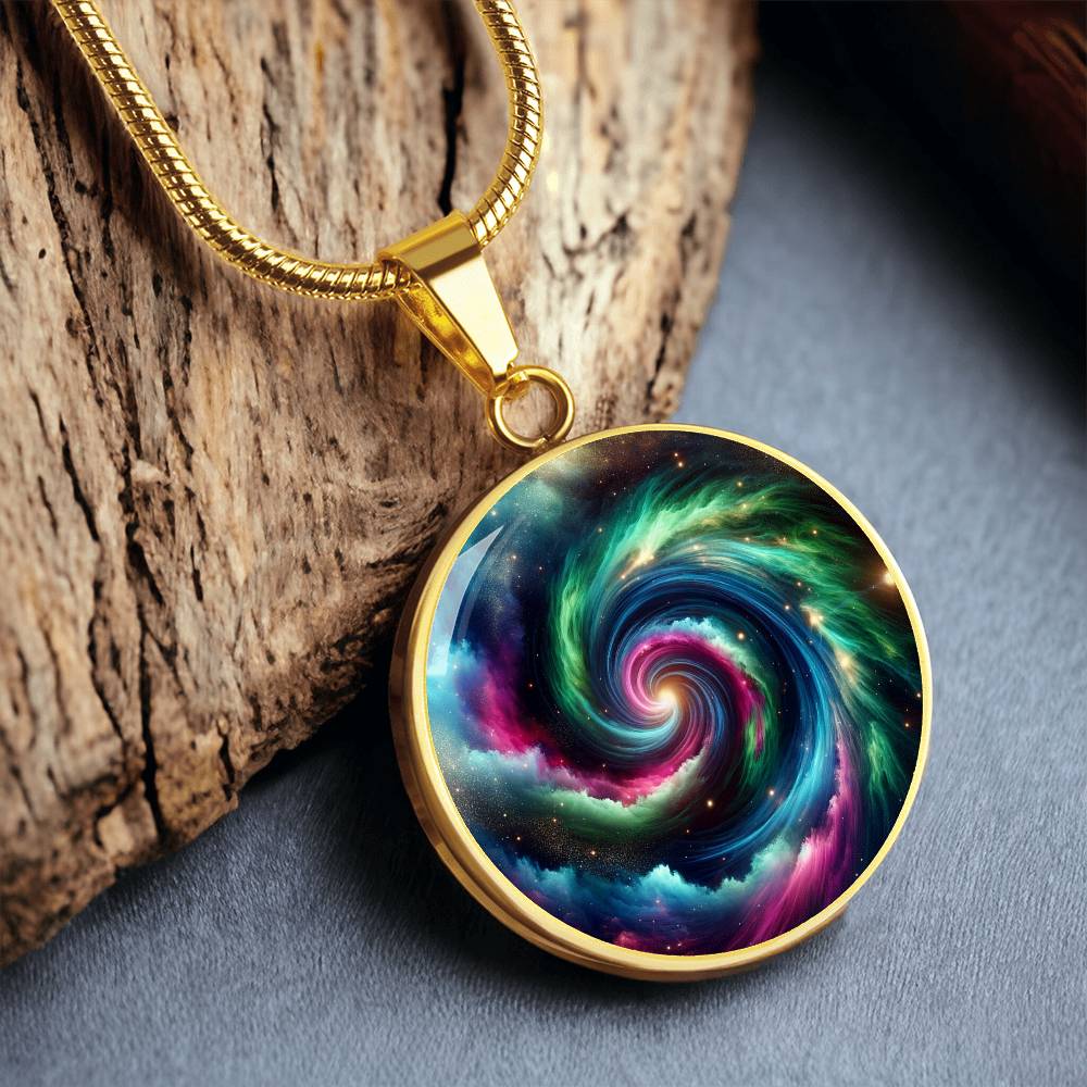 Hurricane Aurora Circle Pendant Necklace