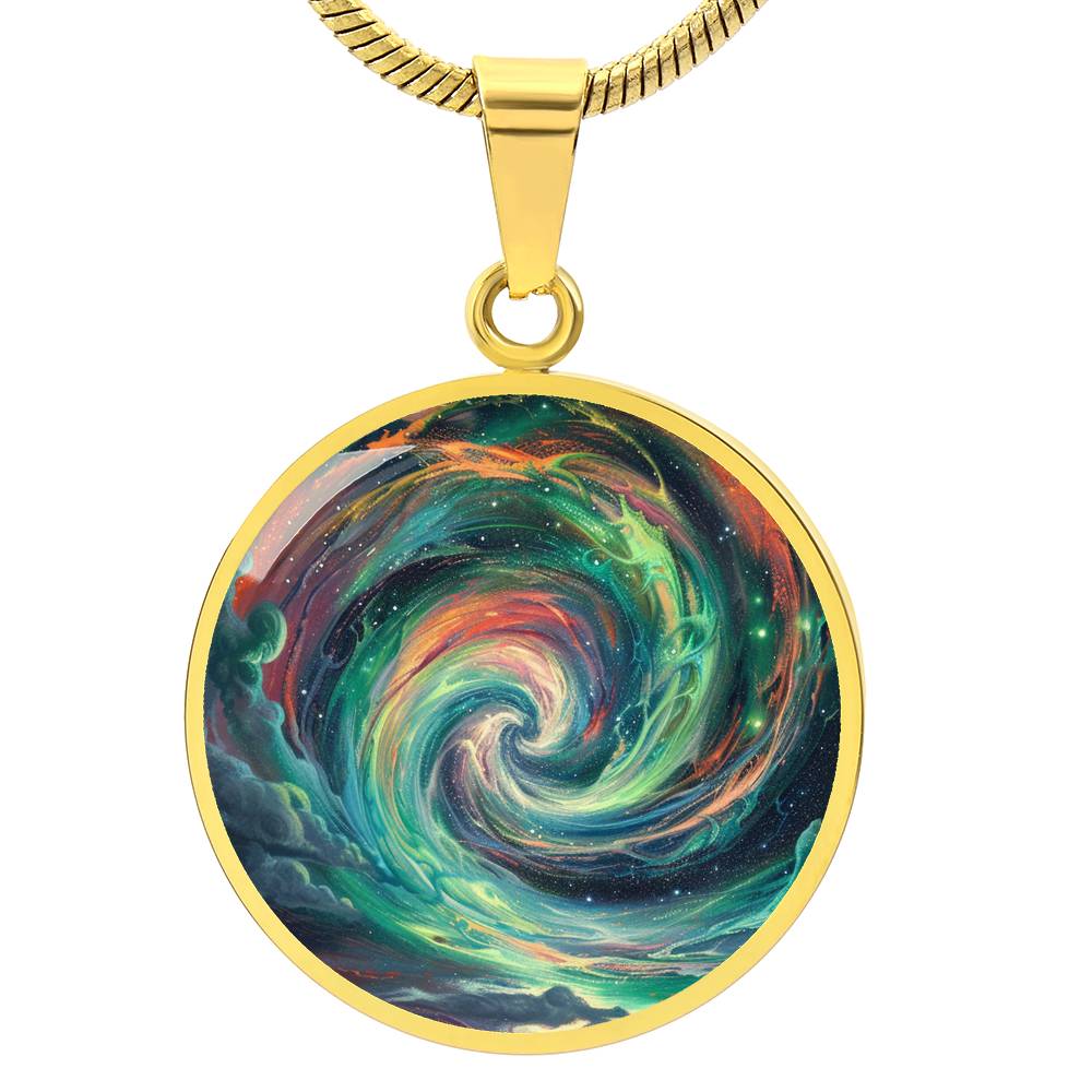 Space Hurricane Swirls Circle Pendant Necklace