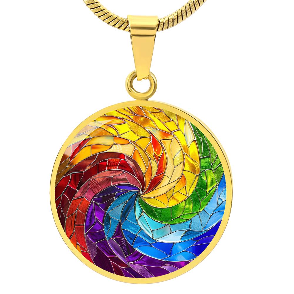 The Rainbow Spiral Circle Pendant Necklace