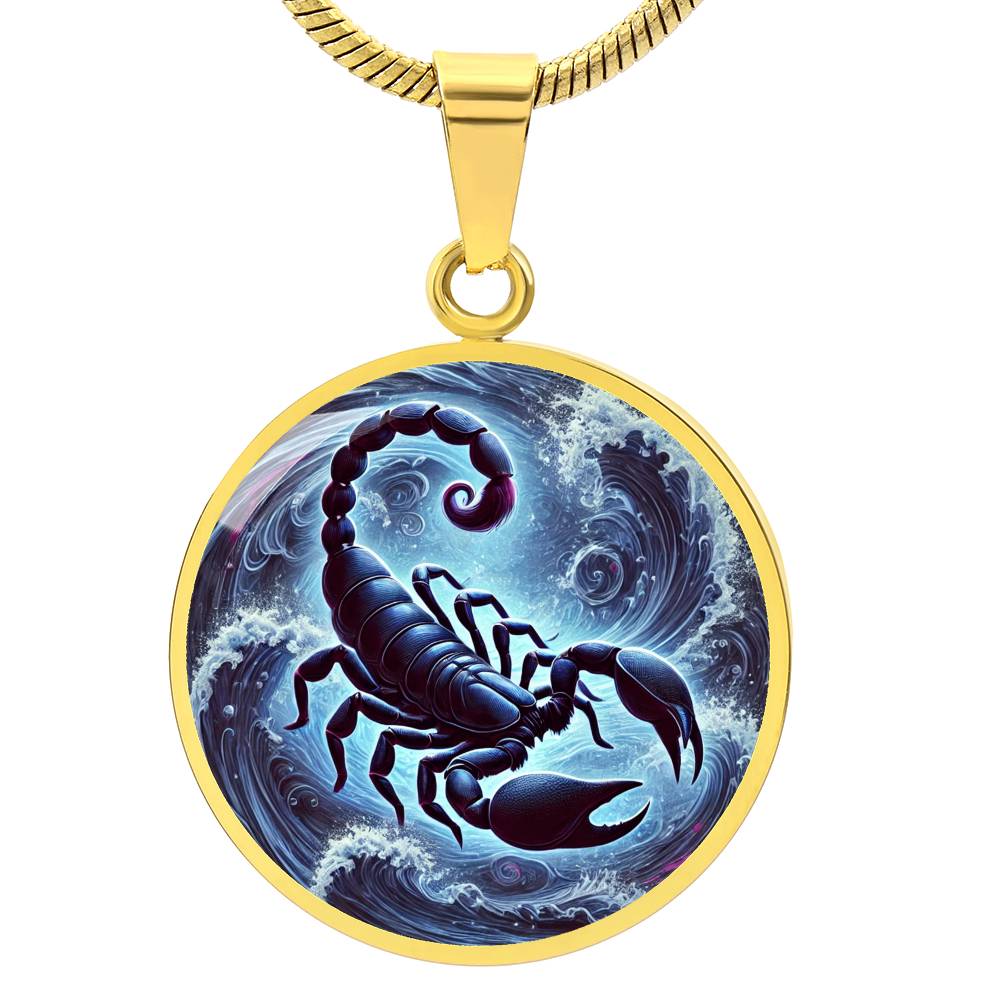 Water Scorpio Scorpion Circle Pendant Necklace