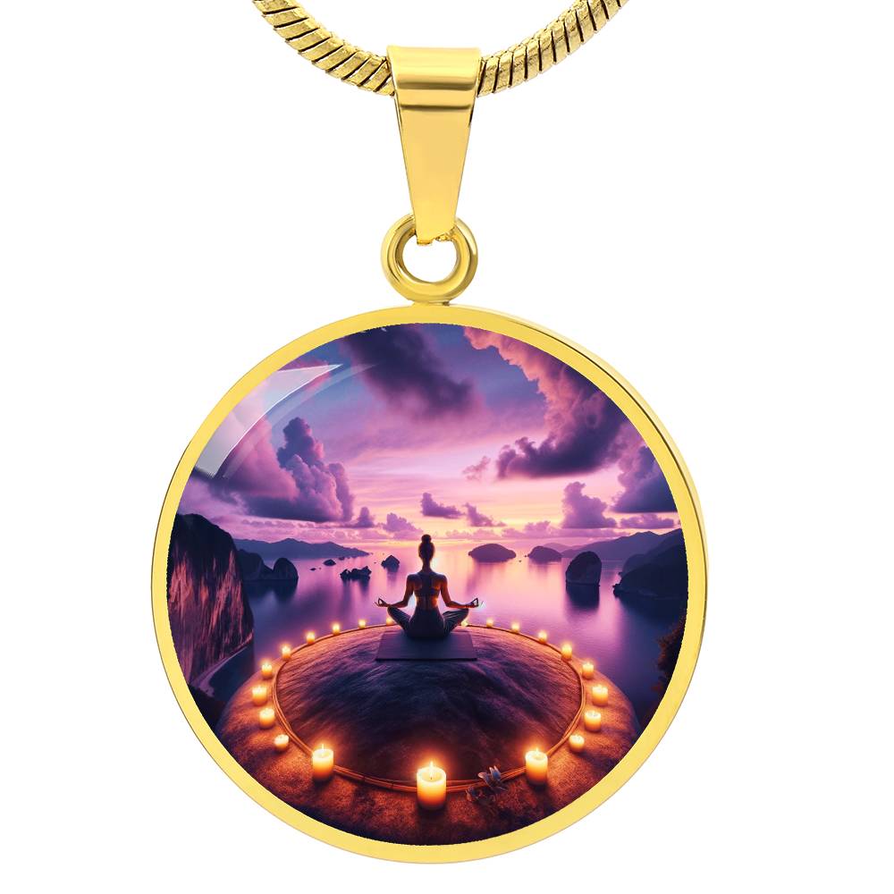 The Serenity Meditator Circle Pendant Necklace