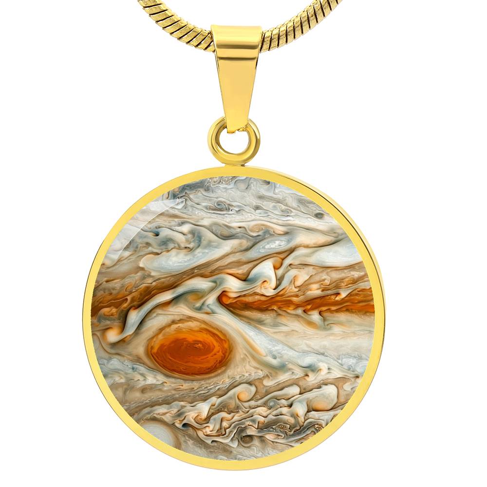 Jupiter Planet Circle Pendant Necklace
