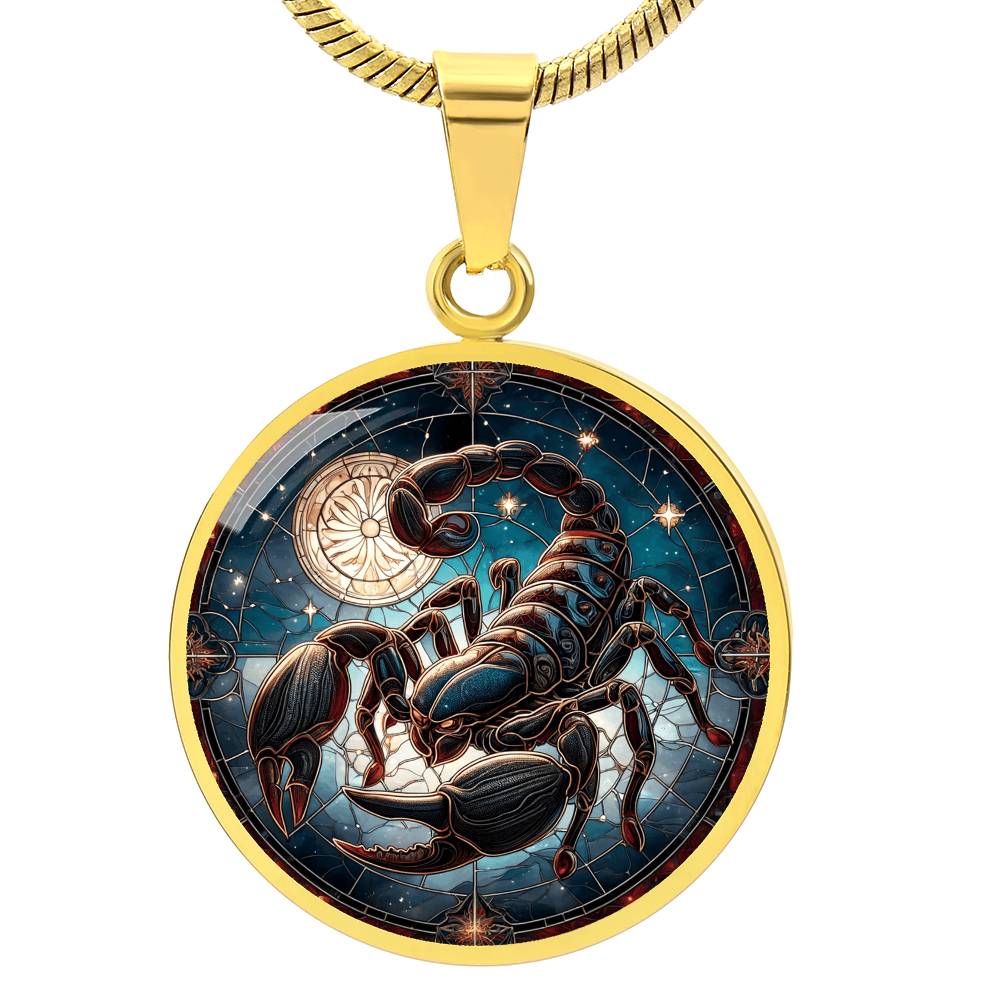 Celestial Scorpio Scorpion Circle Pendant Necklace