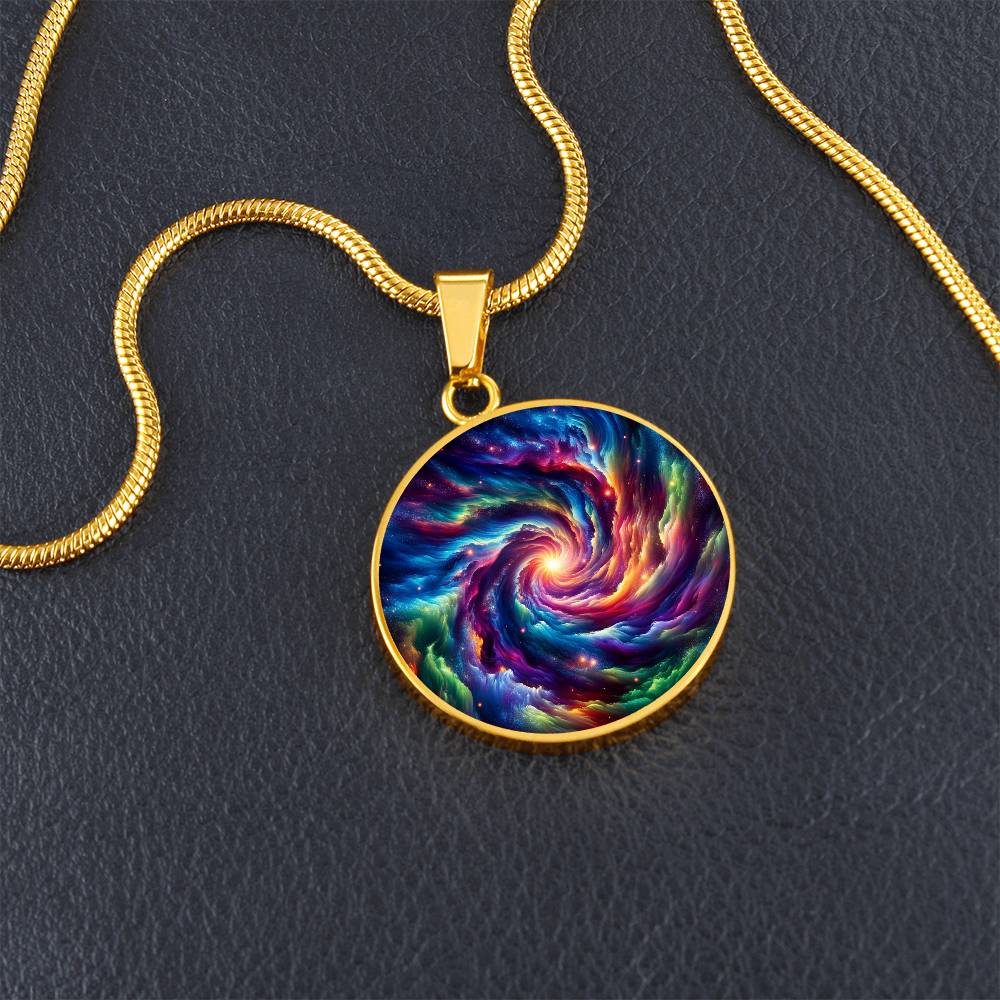 The Aurora Swirl Circle Pendant Necklace