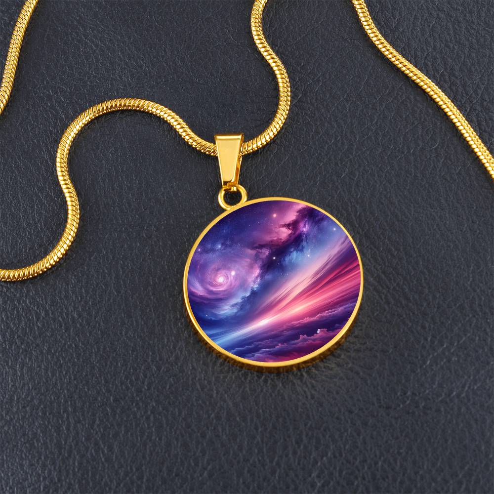 The Galaxy And Sky Circle Pendant Necklace