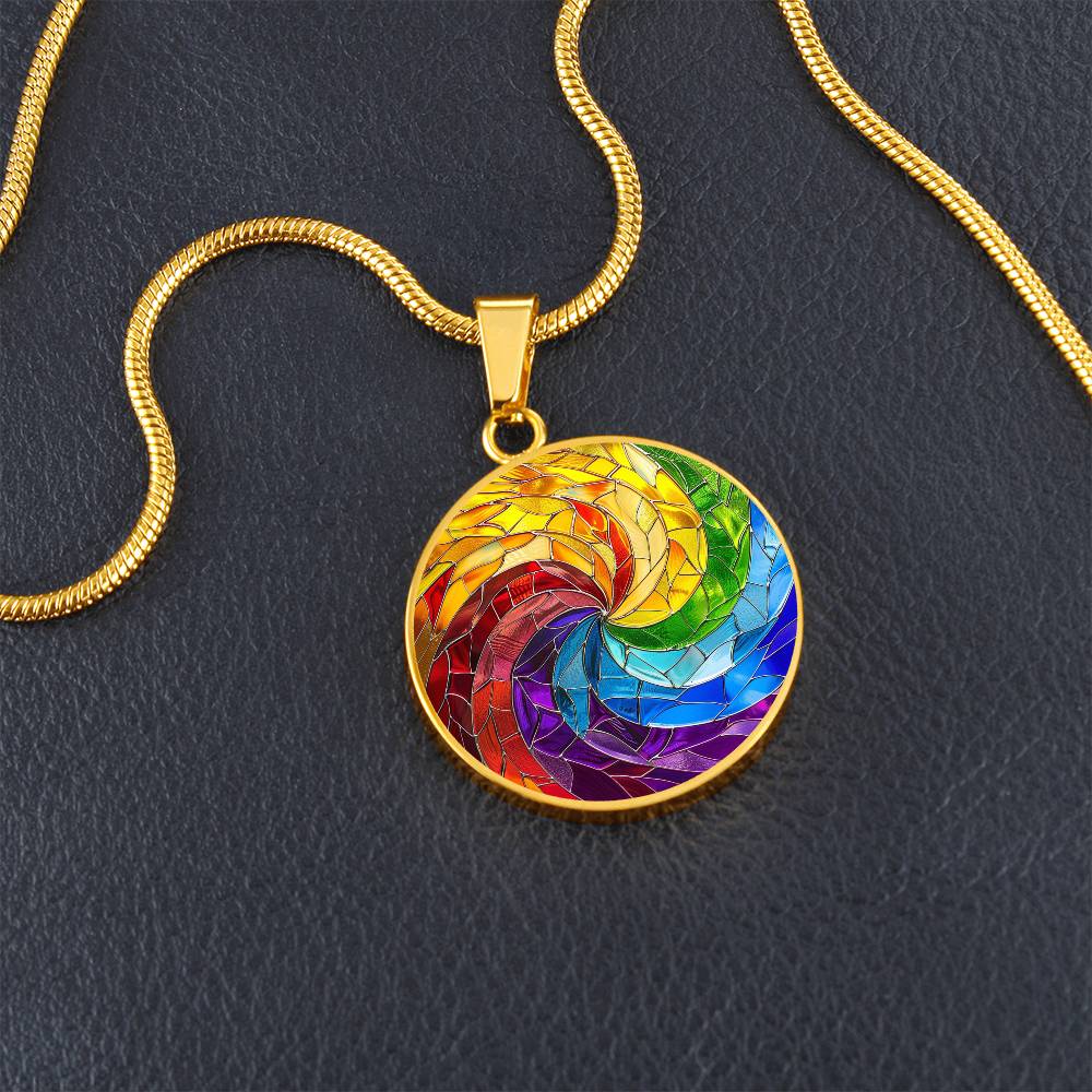 The Rainbow Spiral Circle Pendant Necklace
