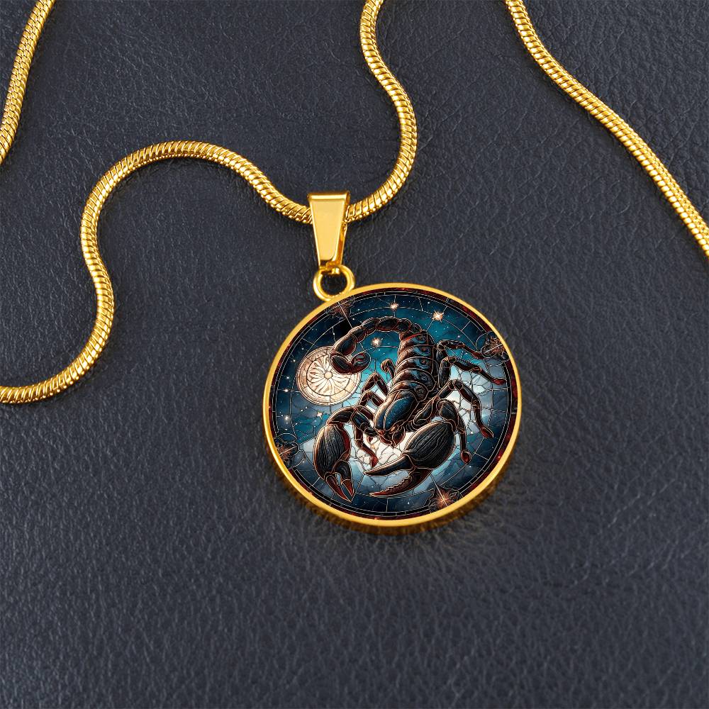 Celestial Scorpio Scorpion Circle Pendant Necklace