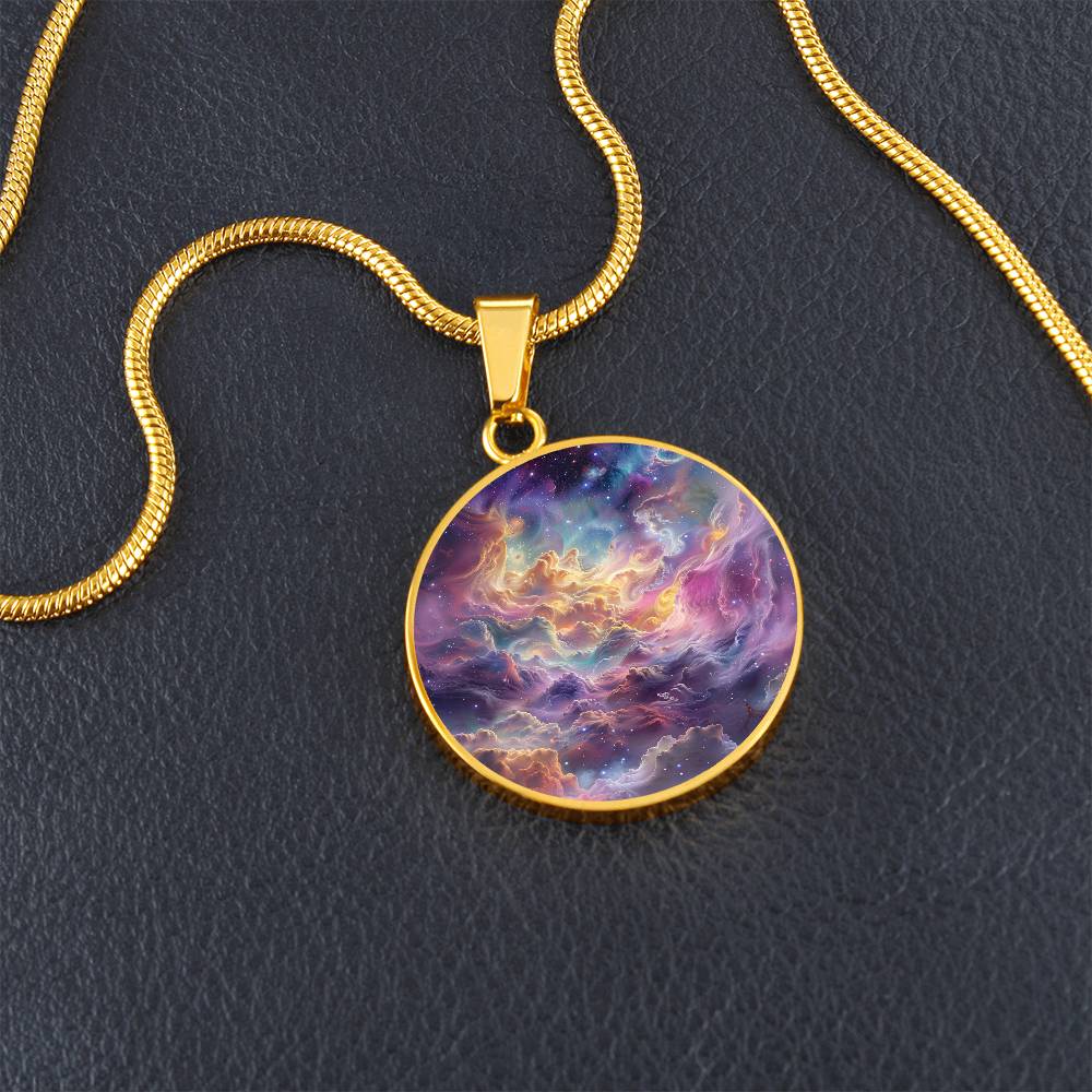 Interstellar Nebula Circle Pendant Necklace