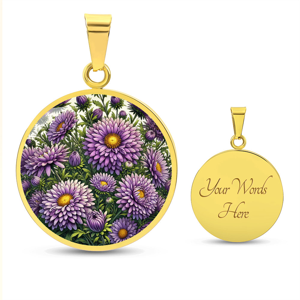 September Birth Flower - Asters Pendant Necklace