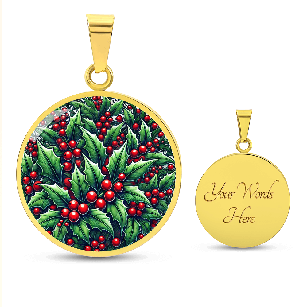 December Birth Flower - Holly Pendant Necklace