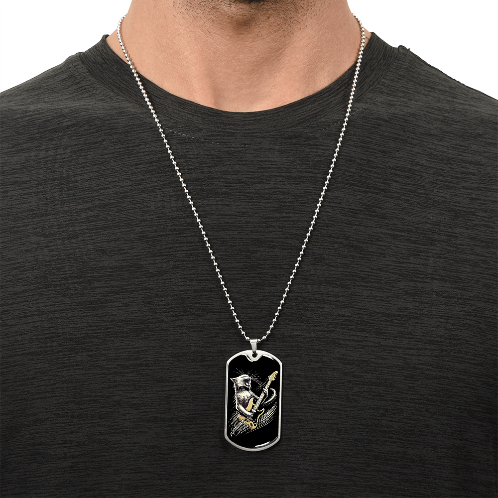 Rockstar Cat Electric Guitar Pendant Necklace