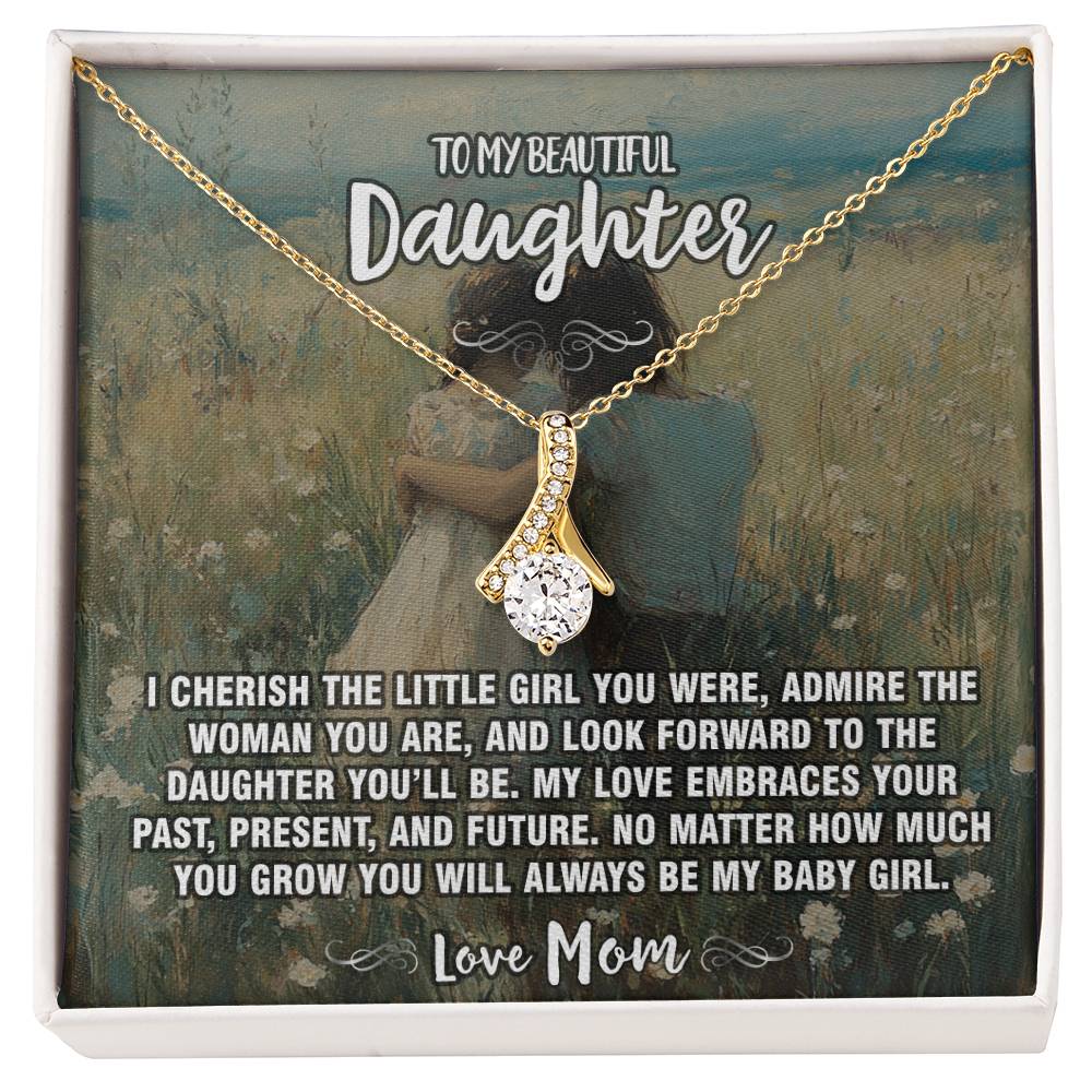 I Cherish Mom To Daughter Pendant Necklace