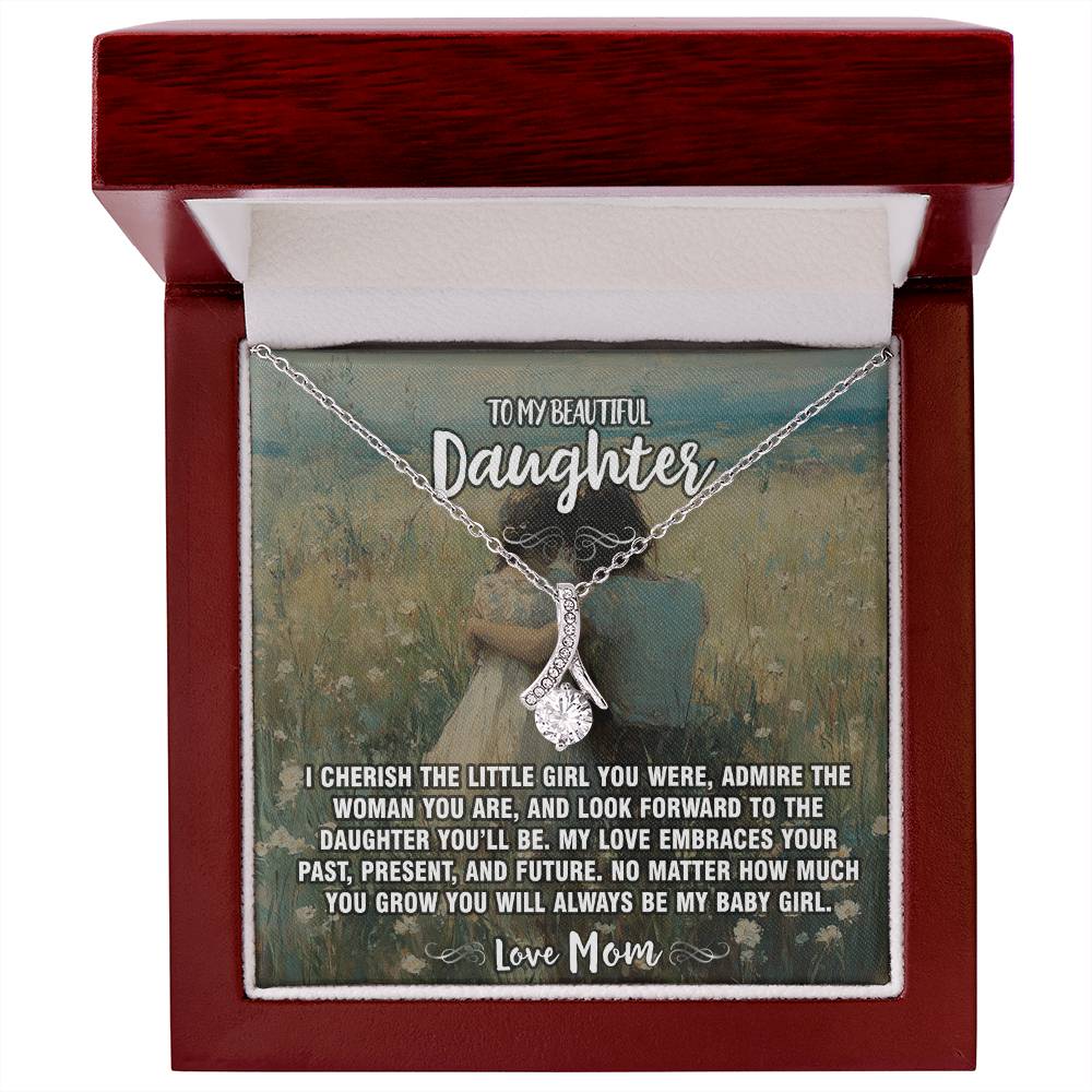 I Cherish Mom To Daughter Pendant Necklace