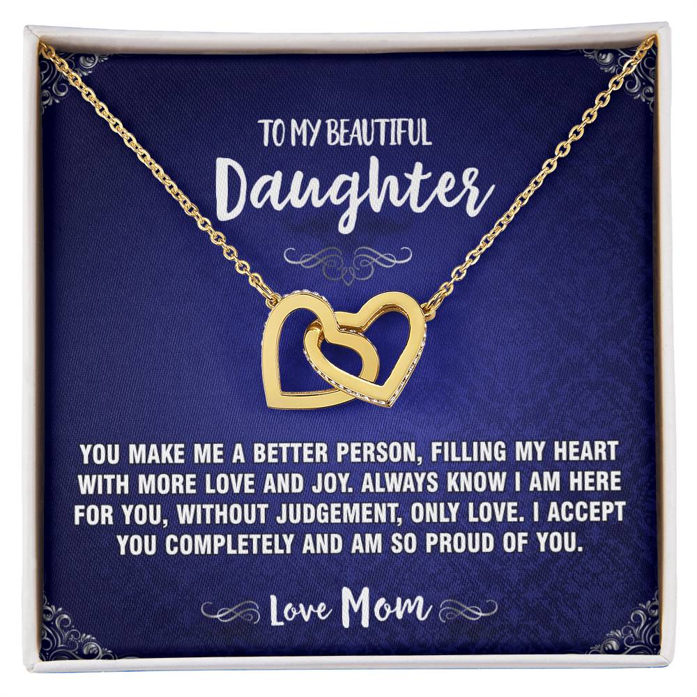 You Make Me Better Mom To Daughter Hearts Necklace