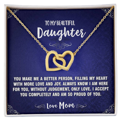 You Make Me Better Mom To Daughter Hearts Necklace